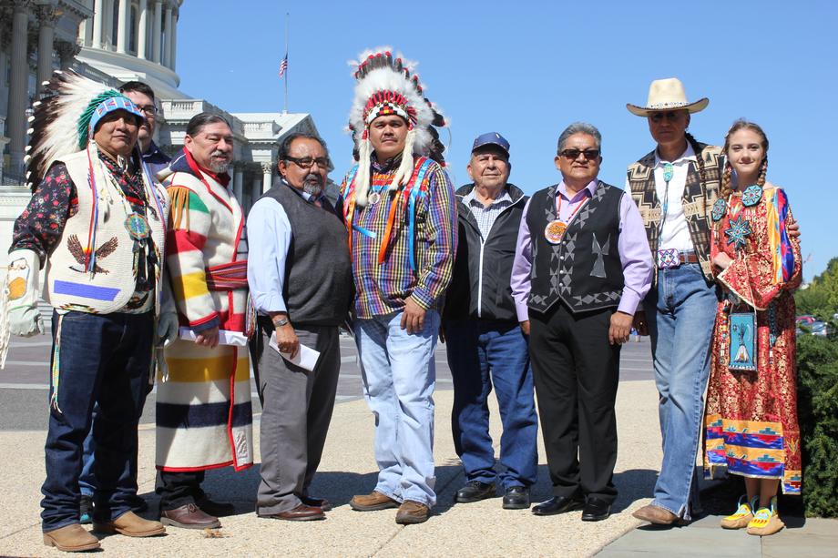 Congressman Grijalva thanking tribal leaders for their efforts to protect the grizzly bear. 